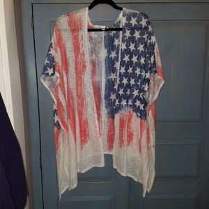 Patriotic kimono type coverup